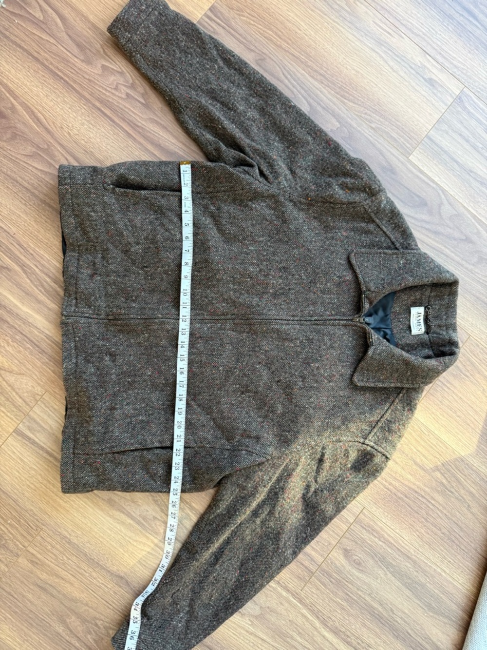 Vintage Peter James Men's XL Brown Wool Cashmere Zip-Up Jacket Sweater Luxury - Picture 14 of 16